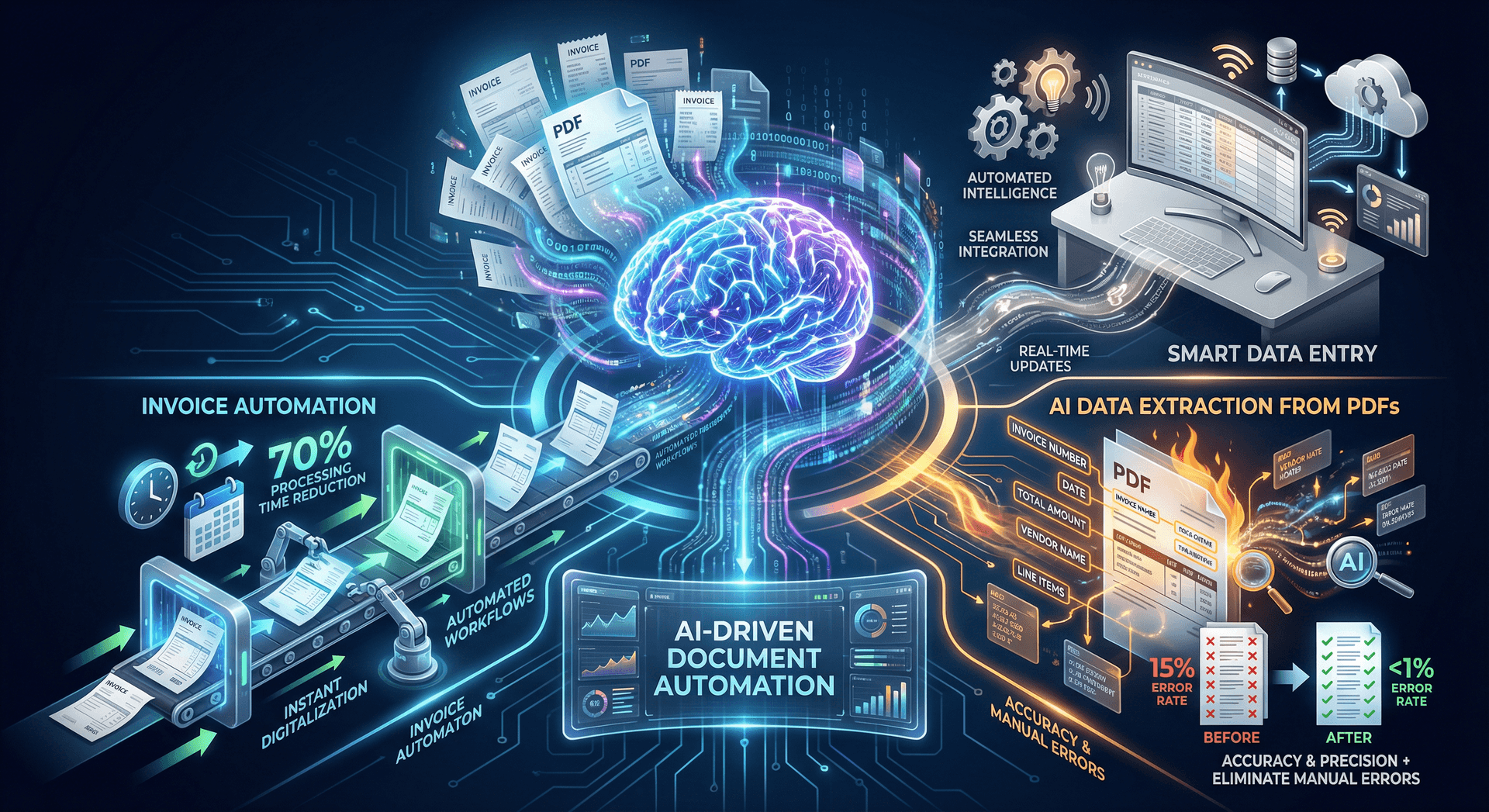 How Document Automation with AI Transforms Business Workflows: Invoice Processing, PDF Data Extraction & Smart Data Entry (3 Key Benefits)